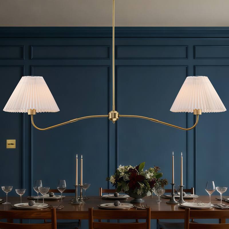 2-Light Linear Pleated Fabric Pendant Light