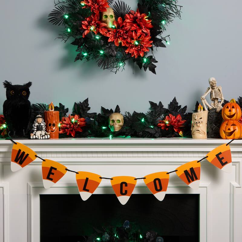 National Tree Company 31" Candy Corn "Welcome" Hanging Banner