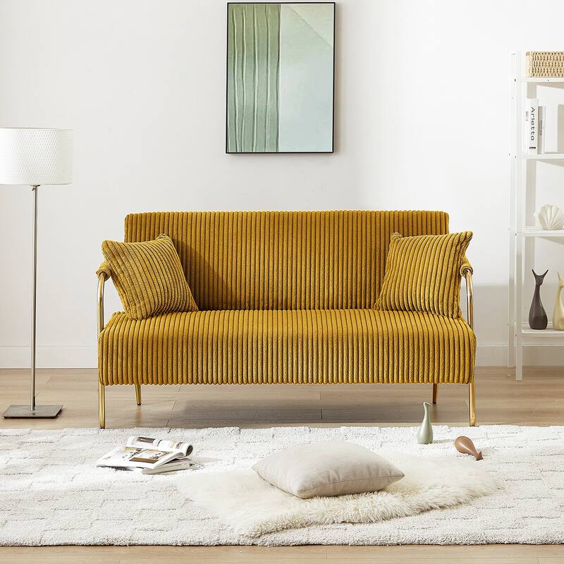 Ouyessir Upholstered Loveseat, Tufted Back Couch, Accent Armchair with 2 Pillows