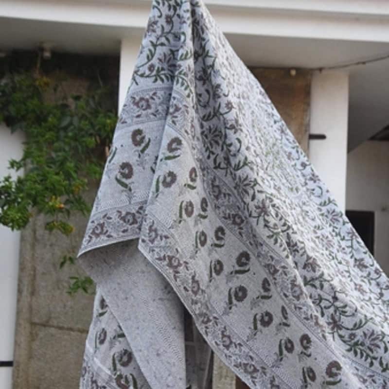 Fabdivine Aradhana Handloom Block Print Cotton Blanket - Cozy Layered Throw, Artistic Home Textile, Lounge & Bedroom Accessory