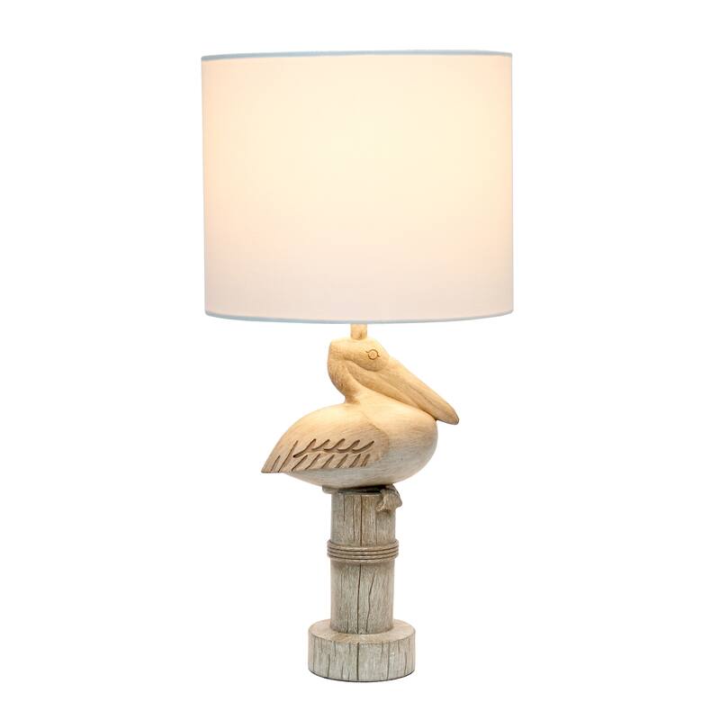17.25 in. Beige Finish Table Lamp with White Shade, Desk Lamp for Writing and Computer Desks
