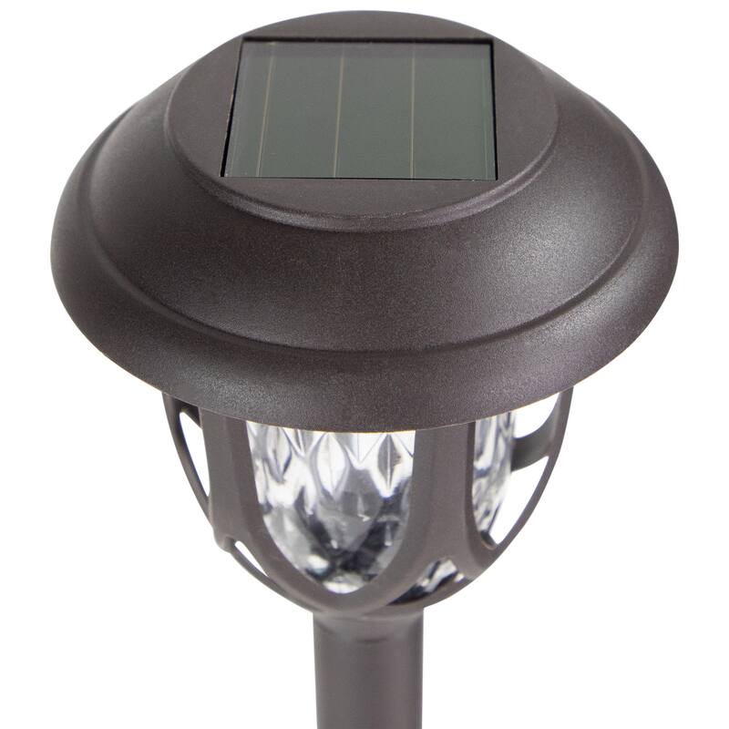 Set of 6 Black Lantern Style Solar Powered LED Pathway Markers 16.25"