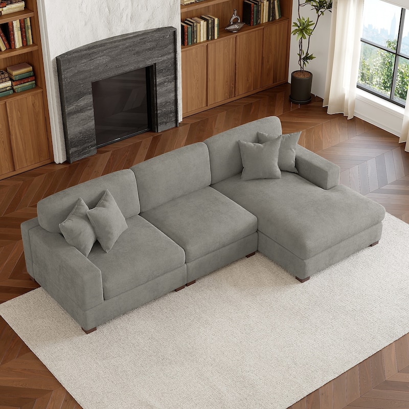 Modern Oversized Chenille Modular Sectional Sofa With Chaise