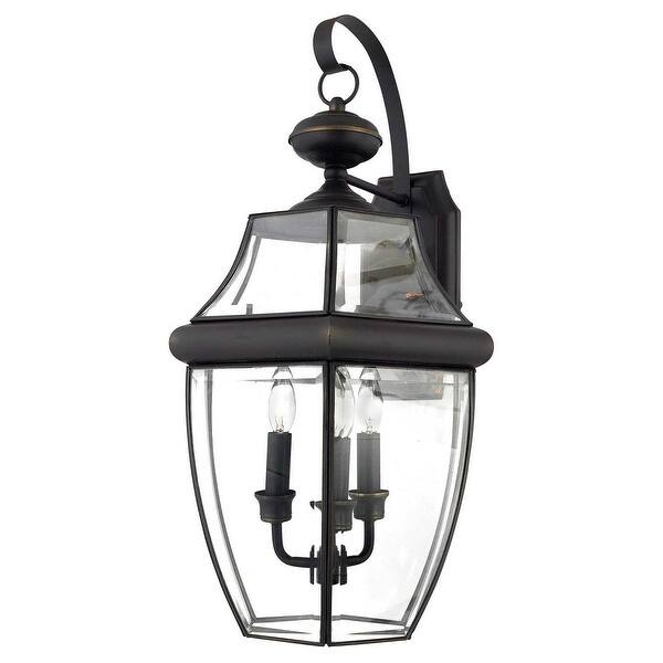 slide 2 of 2, Newbury 3-Light Outdoor Wall Lantern in Medici Bronze Medici Bronze