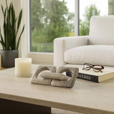 Sagebrook Home 11" 3-link Onyx Marble Chain, Beige, 1"H - 11" x 4.5" x 1"