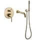 preview thumbnail 23 of 41, Solid Brass 2 Handle Wall Mounted Roman Tub Faucet With Handheld Shower Brushed Gold