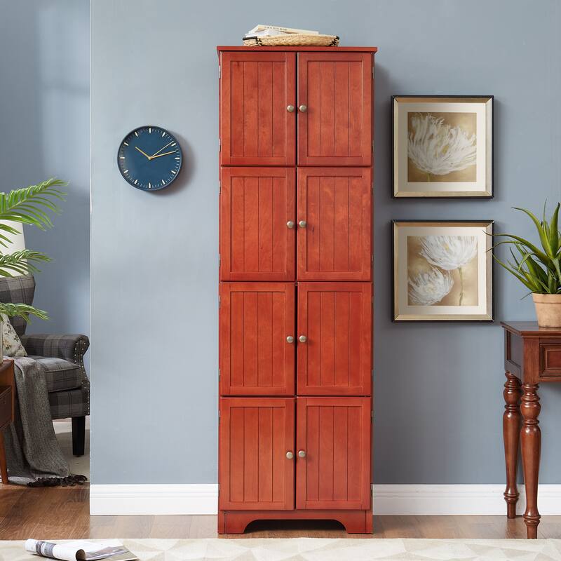 72.4" Tall Storage Cabinet Tall Storage Cabinet with 8 Doors and 4 Shelves ,Bookshelf
