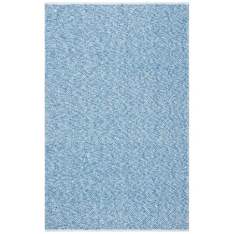 SAFAVIEH Handmade Nantucket Adile Modern & Contemporary Geometric Cotton - 5' x 8' - Blue - Rectangle