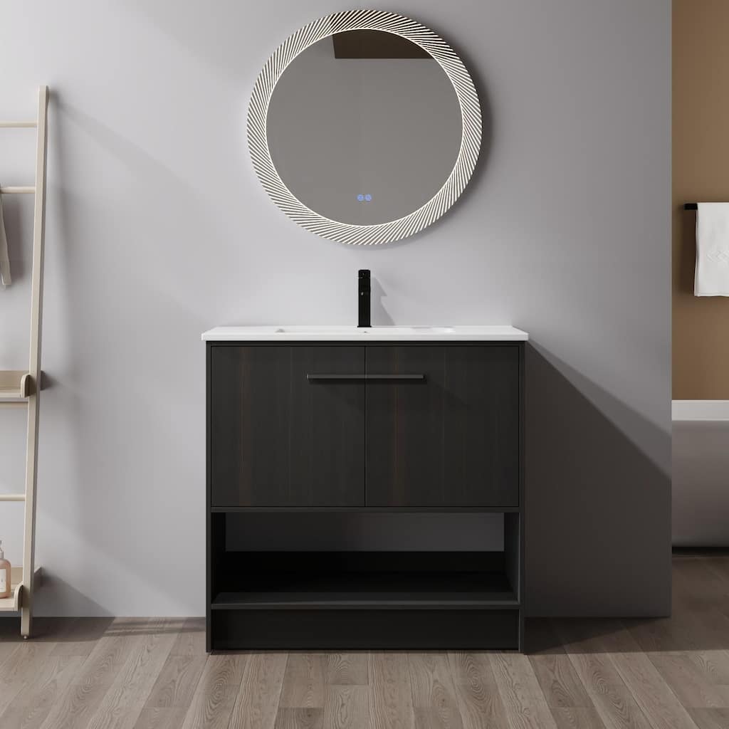 ARTCHIRLY 30/36 Inch Bathroom Vanity with Sink, Freestanding Bathroom Vanity with Soft Close Doors and Shelf