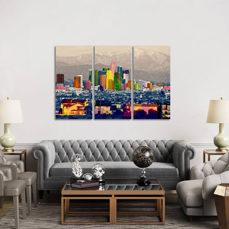 iCanvas "Los Angeles City Pop 2" by Unknown Artist 3-Piece Canvas Wall Art Set - 40x60x1.5