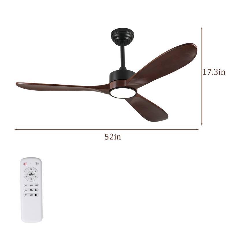 52" Ceiling Fan with Light and Remote Control, 6-speed Reversible DC Motor