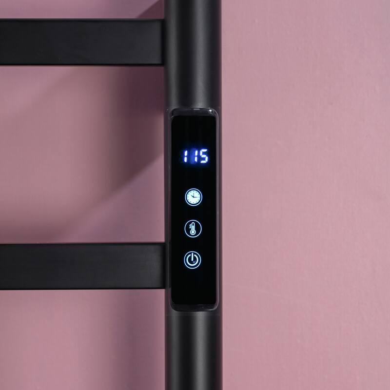 Heated Towel Rack 6-Bar Towel Warmer Rack Electric Towel Drying Rack with Timer, Plug-in/Hardwired