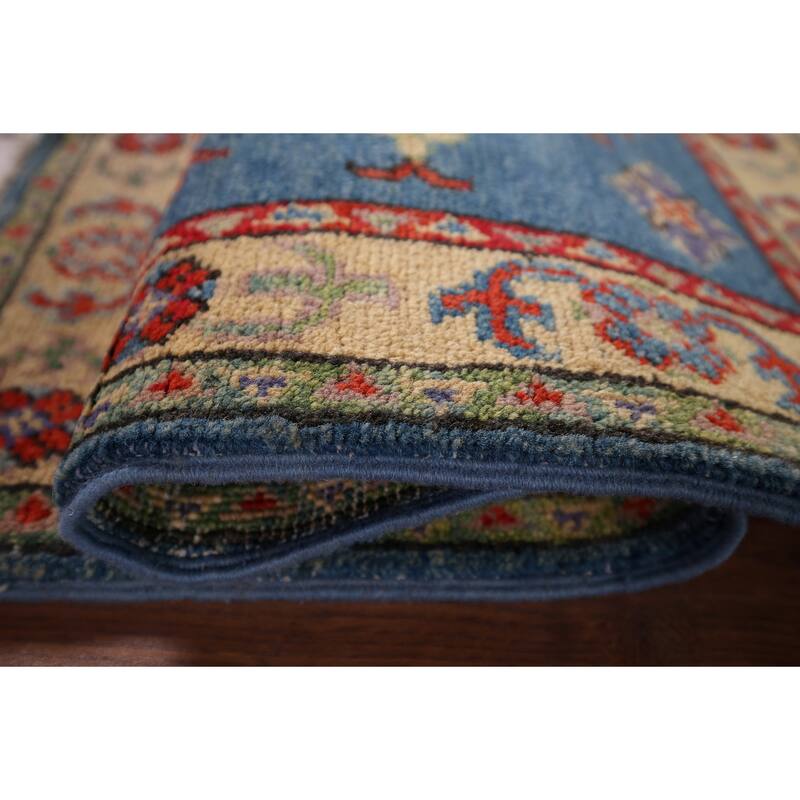 Blue Traditional Kazak Foyer Rug Hand-Knotted Wool Carpet - 2'1" x 3'1"