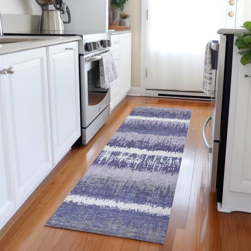 Machine Washable Indoor/ Outdoor Abstract Ombre Chantille Rug