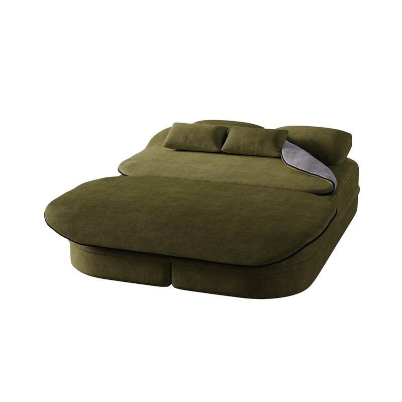 GDFStudio - Willoughby Chenille Foldable Sleeper Sofa Bed with Multi Functional Blanket