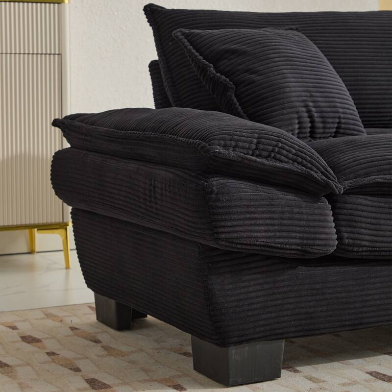 84 Inch Modern Style Sleeper Sofa, Corduroy Upholstered Sofa with Pillows,Deep Seat