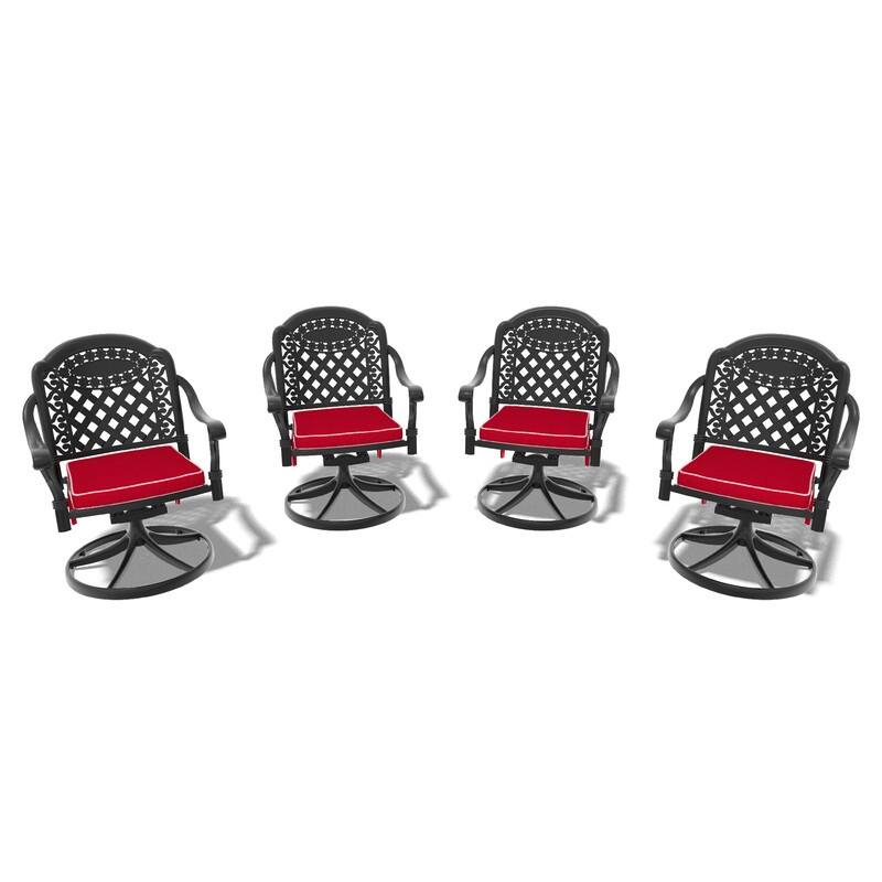 Black Swivel Aluminum Patio Outdoor Dining Chair (4-Pack)