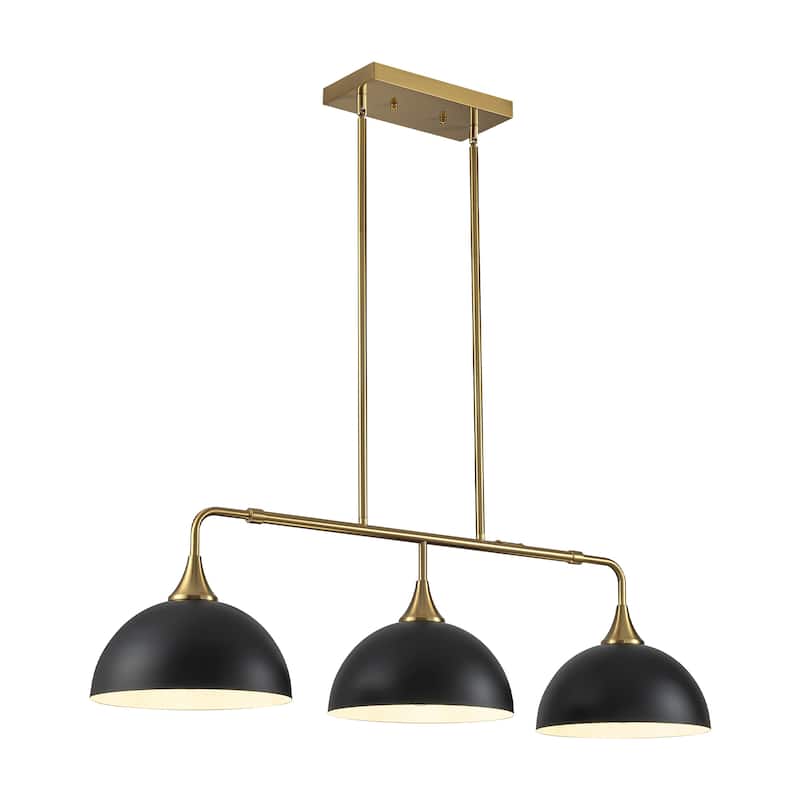 3-Light Industrial Linear Dome Pendant Lights for Kitchen Island