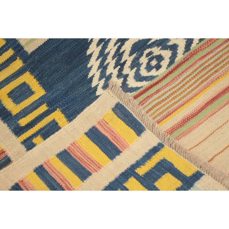Hand Woven Oriental 100% Wool Carpet Southwestern Tribal Multi-Colored Kilim Area Rug - 5' 10'' X 4' 3''