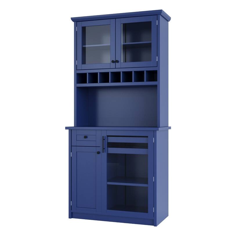 Farmhouse 74.8" Tall Kitchen Pantry with Hutch, Freestanding Kitchen Storage Solution for Modern Homes