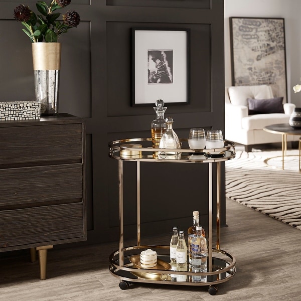 Chesley  Champagne Gold Oval Bar Cart by iNSPIRE Q Bold
