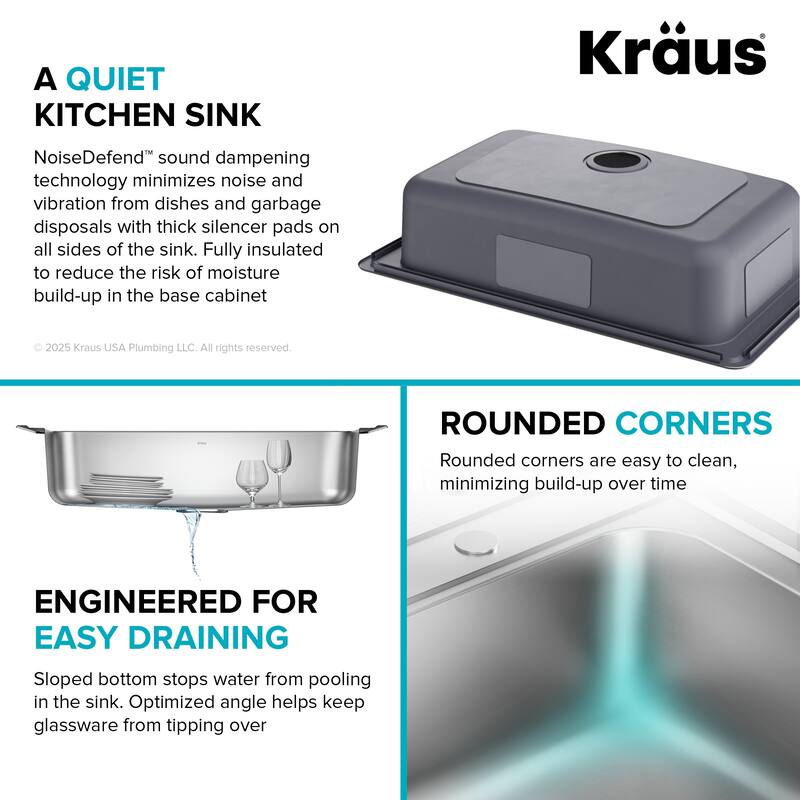 KRAUS Premier Drop In Top Mount 18 gauge Stainless Steel Kitchen Sink