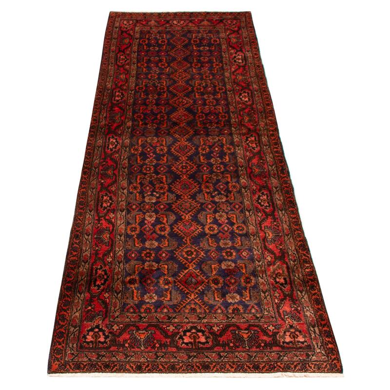 Andelz Navy, Red Rug 3'7" x 11'7" - 3'7 x 11'7