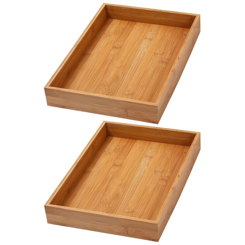 YBM Home Bamboo Kitchen Drawer Organizer Storage Box (Set of 2) - 10x14x2 inch