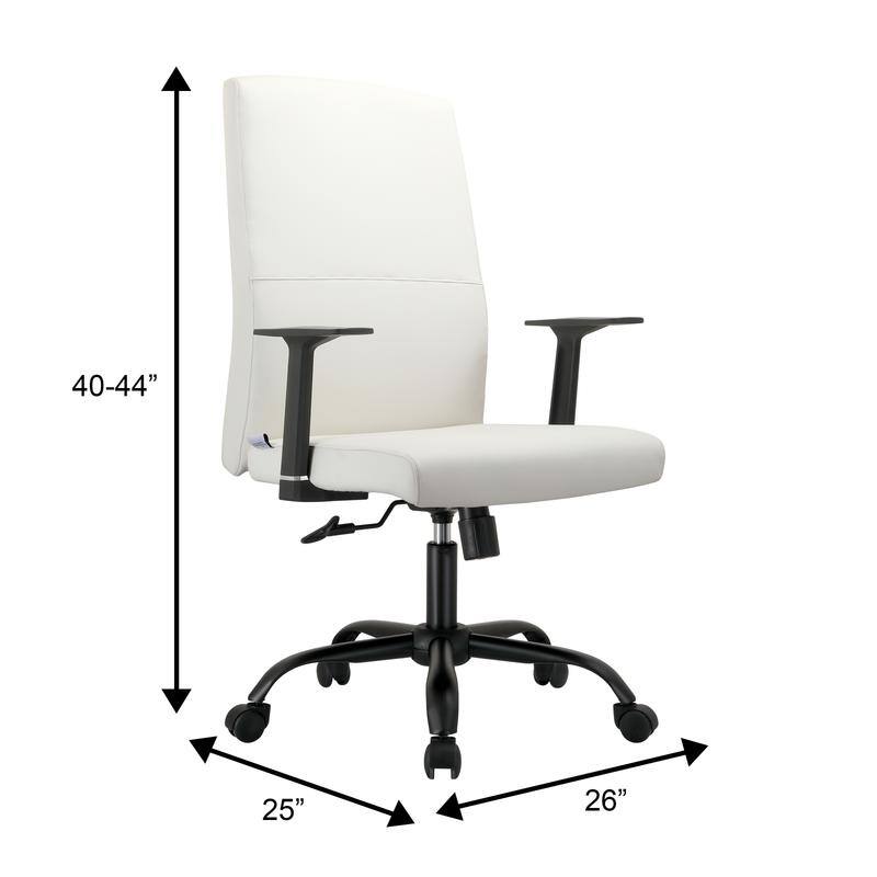 Evander Ergonomic Leather Upholster Office Chair with Aluminum Frame, Foam Cushion, Fixed Armrests, 360° Swivel & Quick Assembly