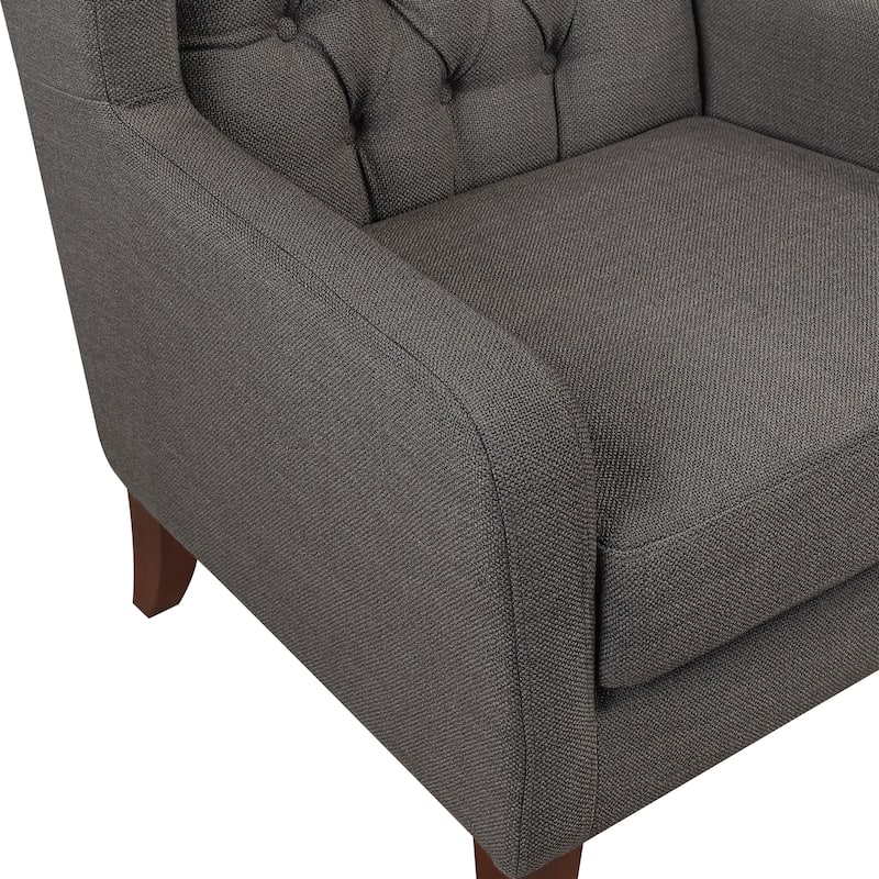 Clark 30" Modern & Contemporary Textured Fabric Button-Tufted Wing Back Accent Chair