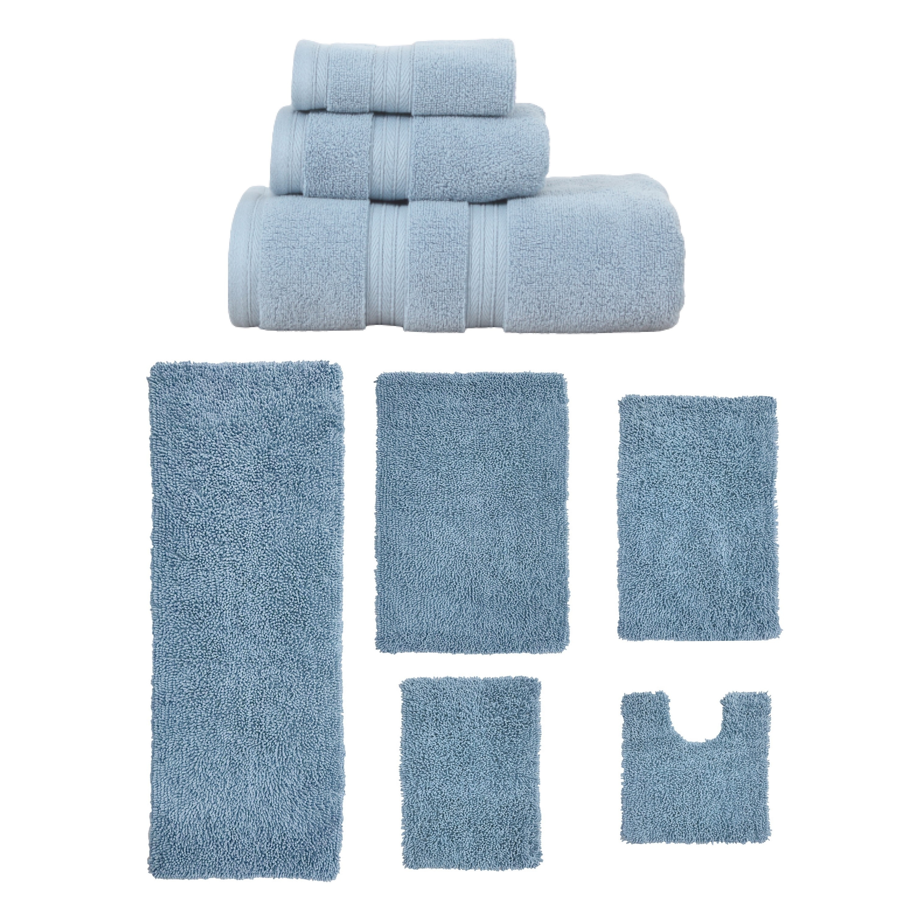 Home Weavers Fantasia Collection 100% Soft Cotton Super Absorbent 3 Pc Towel Set & 5 Pc Bath Rug Set, Machine Wash (Set of 8)