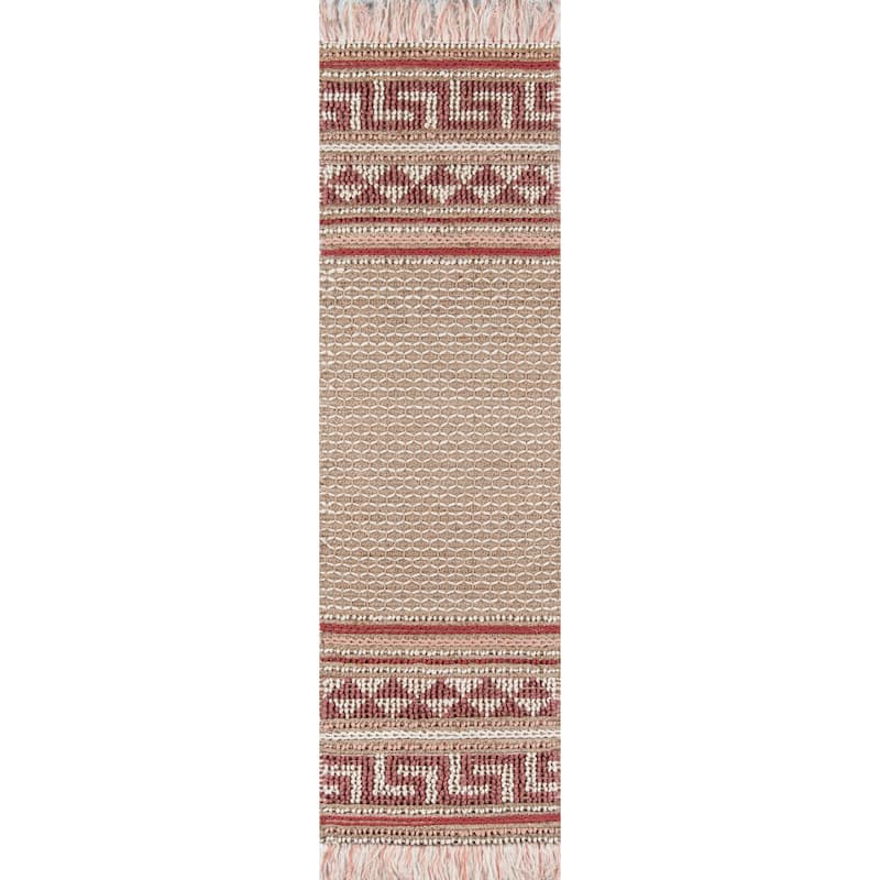 Momeni Esme Wool and Cotton Hand Made Pink Area Rug - 2'3" x 7'6" Runner - Pink - Runner/Rectangle