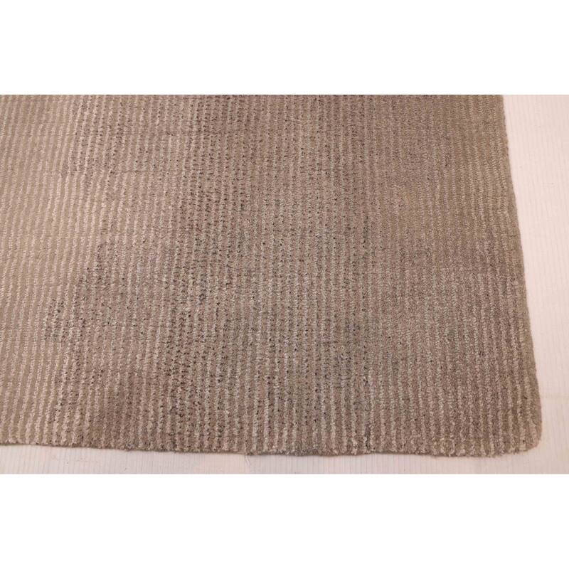 ECARPETGALLERY Hand Loomed Loreto Light Grey Viscose, Wool Rug - 5'3 x 7'5