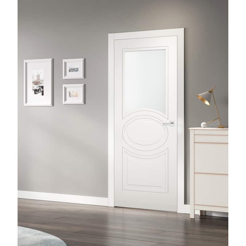 Slab Door Panel Opaque Glass / Mela 7012 Matte White / Modern Finished Doors / Pocket Closet Sliding Barn
