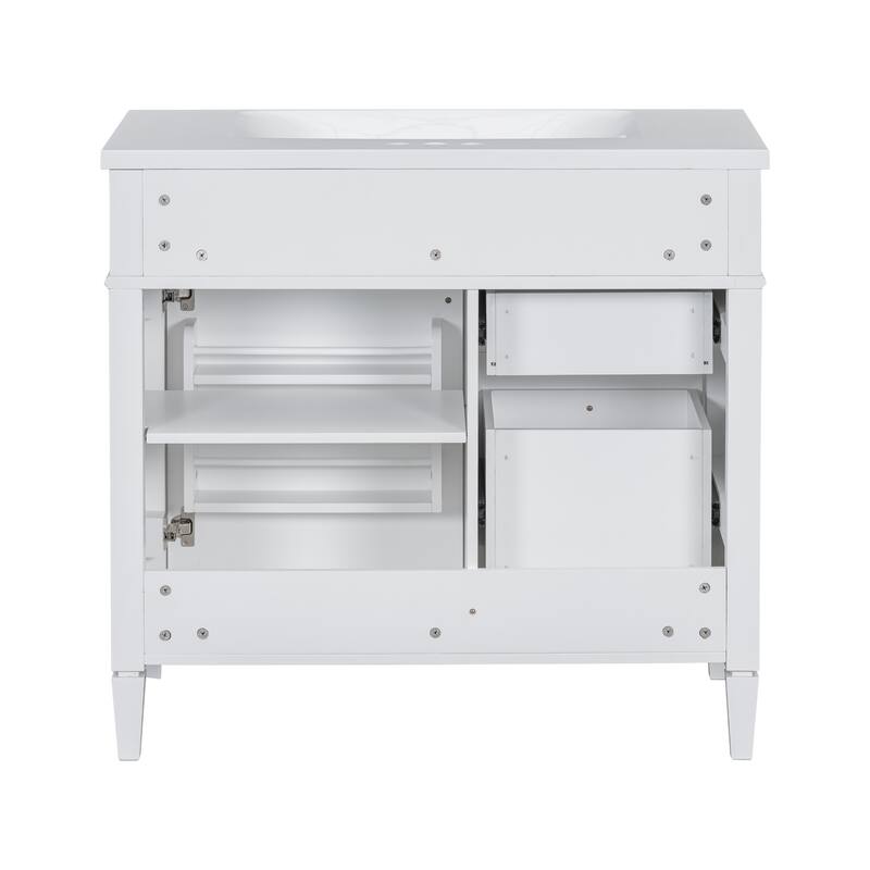 Bathroom Vanity with Sink Combo Set, Bathroom Cabinet with Storage Racks, Storage Cabinet with 2 Drawers and Tip-Out Drawer