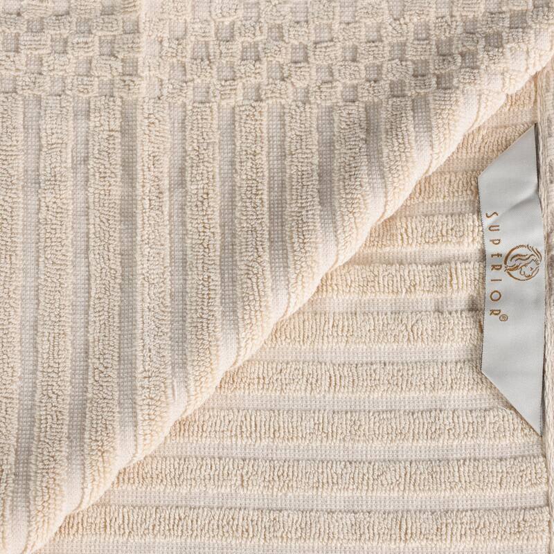 Ribbed Cotton Absorbent Heavyweight Hand Towel and Bath Sheet Set by Superior
