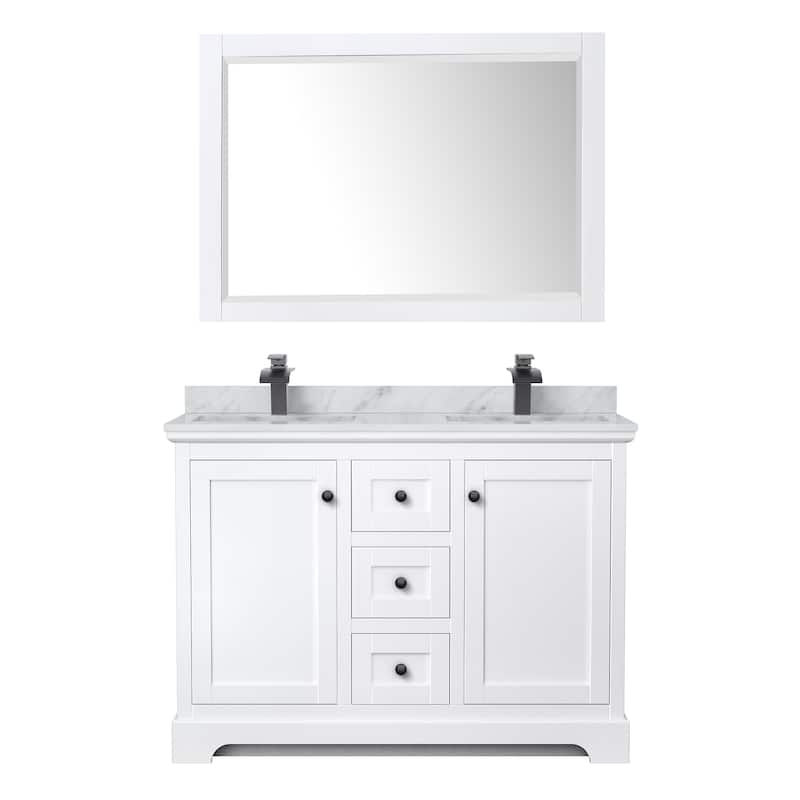 Avery 48-Inch Double Vanity Set with Square Sinks, 46-Inch Mirror