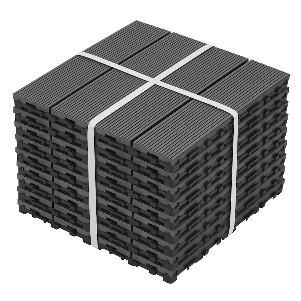 8.7 sq. ft DIY Wood-Plastic Composite Deck Tiles, Gray, Interlocking Outdoor Flooring Tiles Waterproof All Weather (pack of 9)