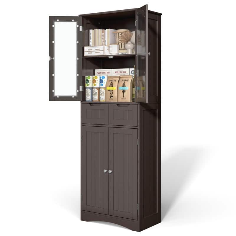 Tall Kitchen Pantry Cabinet, Freestanding Storage Cabinet, Bathroom Storage Cabinet with Doors