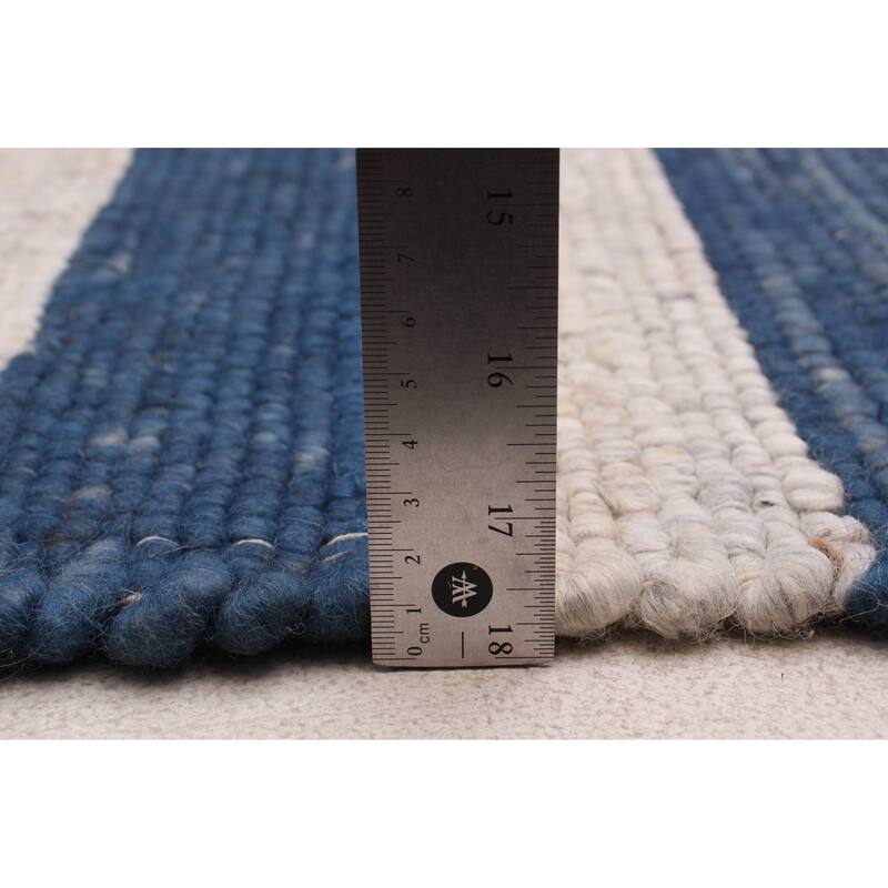ECARPETGALLERY Braid weave Sienna Grey, Navy Wool Rug - 4'0 x 5'10