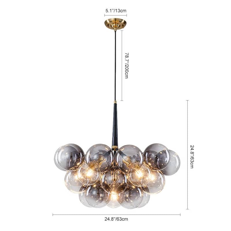 6-Light Bold Modern Gradient Glass Cluster Bubble Chandelier - 24.8 in