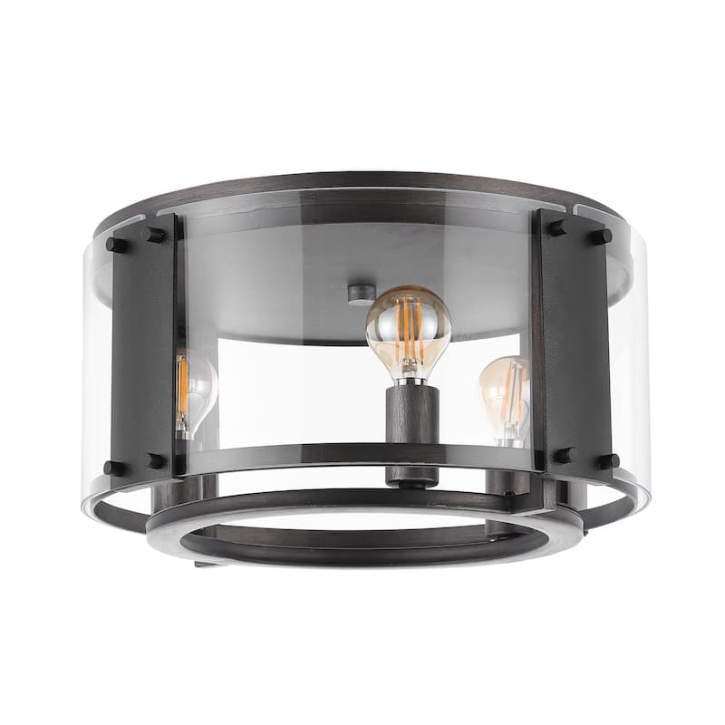 SAFAVIEH Lighting Ingeline Flush Mount - 14" W x 14" D x 7" H - Black/Chrome - 14Wx14Dx7H