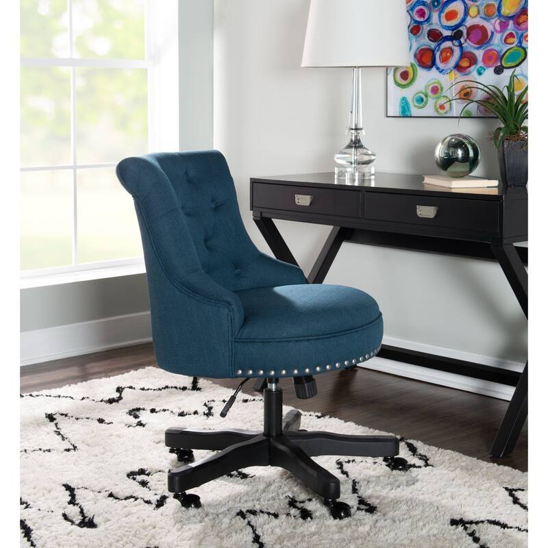 Tufted Plush Office Chair - 39" - Azure Blue and Black