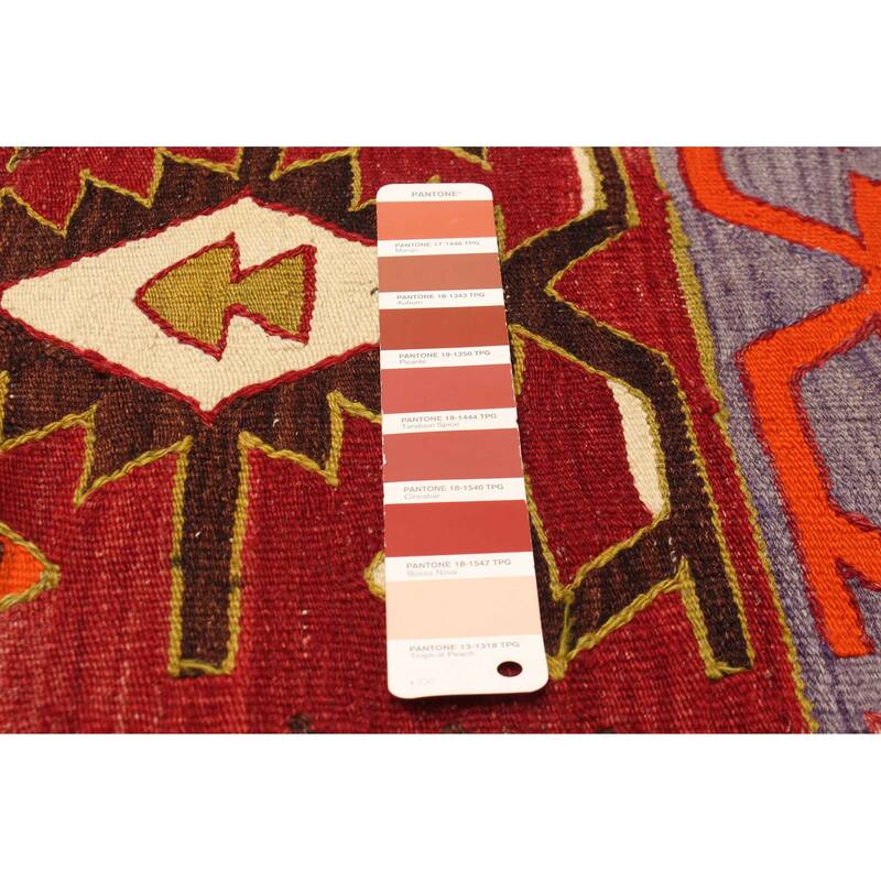 ECARPETGALLERY Flat-Weave Sivas Red Wool Kilim - 4'10 x 10'1