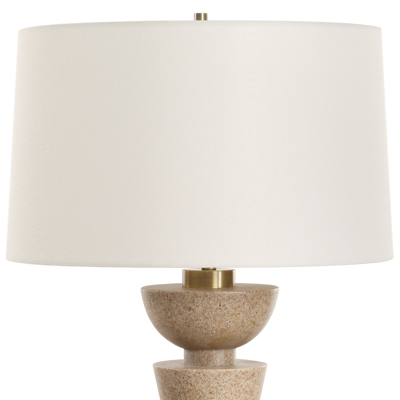 Geometric Table Lamp with Tapered Shade - 28.25" - Antique Brass Finish