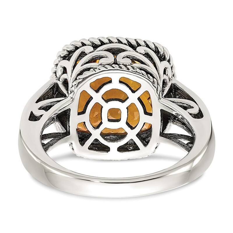Curata 925 Sterling Silver Polished With 14k Citrine Ring