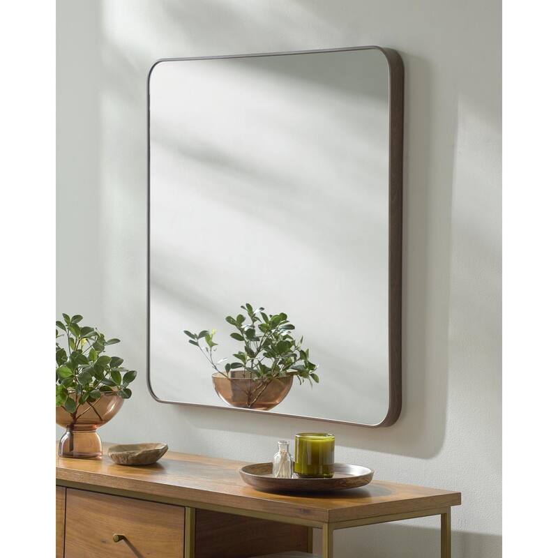 Livabliss Aranya Modern Aluminum Square Accent Mirror - 32"H x 32"W x 1"D - Dark Brown