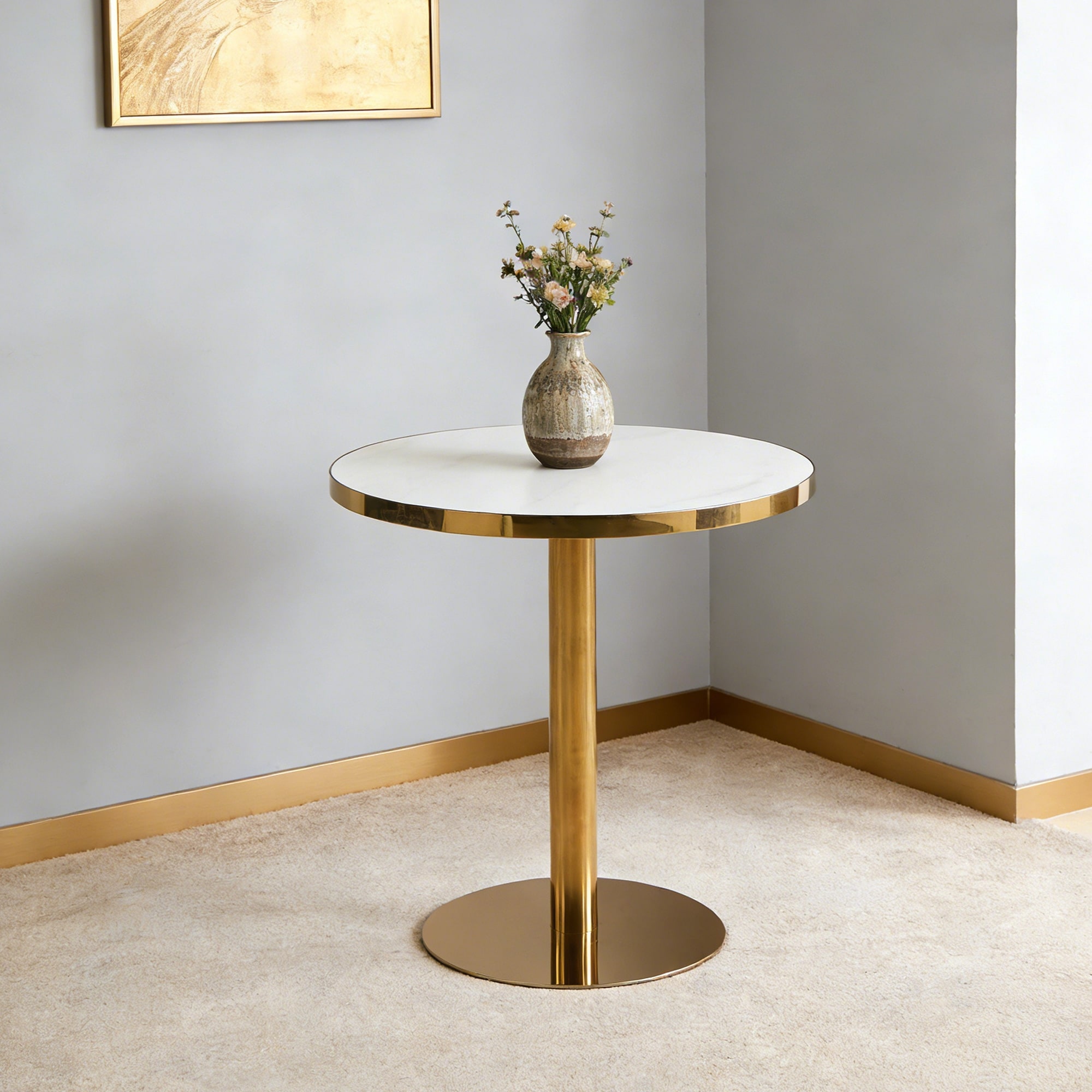 31.5inch Mid-Century Modern Pedestal Table, Multi-Functional Dining Table For 4-6 People & Large Coffee Table