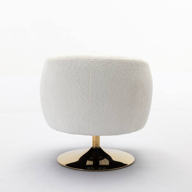 Accent Swivel Chair With Gold Metal Round Base