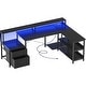 preview thumbnail 16 of 65, Reversible L Shaped Computer Desk with File Drawer & Monitor Stand & Power Outlet & LED Strip, Home Office Desk Corner Desk